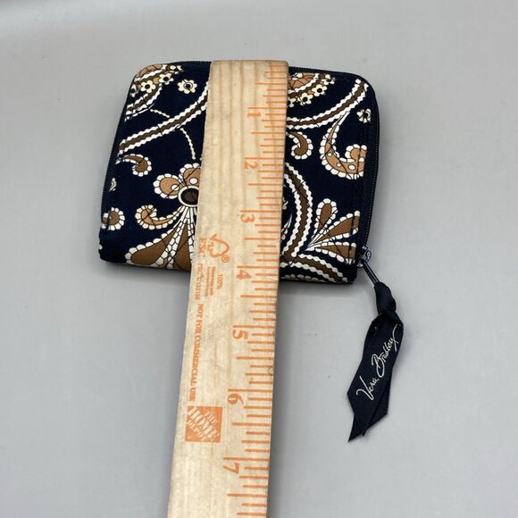 Vera Bradley Caffe Latte Wallet Brown Paisley Zip/Snap Quilted 2008 4.5'x4" - Picture 6 of 6